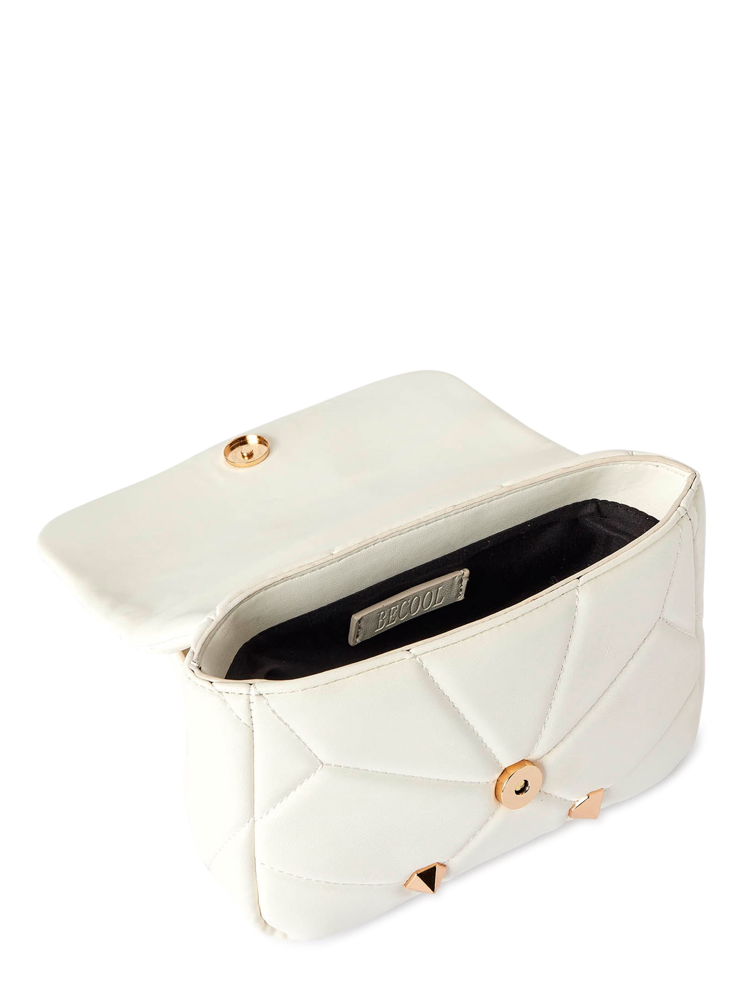 BeCool Women's Adult Studded Quilted Crossbody Handbag White