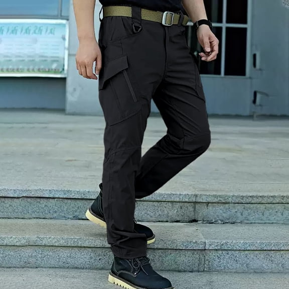 ig Men’s Heavy Duty Stretch Polyester Cargo Pants S-XXL, Breathable Multi Pocket Hiking Utility Pants
