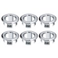 thumbnail image 1 of Uxcell 6 Pack 24mm Tapa de desbordamiento de fregadero anillo inserto en tapas redondas plateadas, 1 of 5