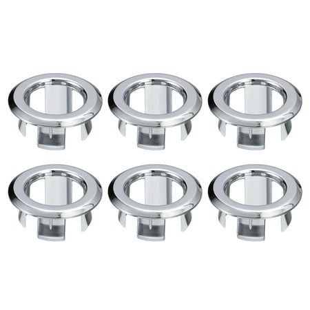 

6Pack 24mm Sink Trim Overflow Cover Ring Hole Insert in Round Caps Silver