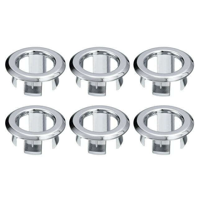 Unique Bargains 6Pack 24mm Sink Trim Overflow Cover Ring Hole Insert in Round Caps Silver