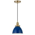 thumbnail image 3 of Evelyn&Zoe Madison 8" Wide Pendant with Metal Shade in Blue/Brass/Blue, 3 of 7