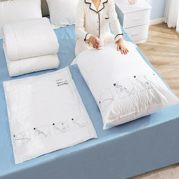 Large Vacuum Storage Bags for Quilts & Blankets | Thickened Plastic Compression Bags for Clothes & Bedding | 100x80cm Space Saving Organizer | 1 Pack