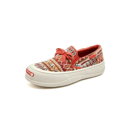 

Sanviglor Women Flats Comfort Loafers Platform Casual Shoes Driving Stylish Non-Slip Slip On Sneakers Breathable Bowknot Red 7.5