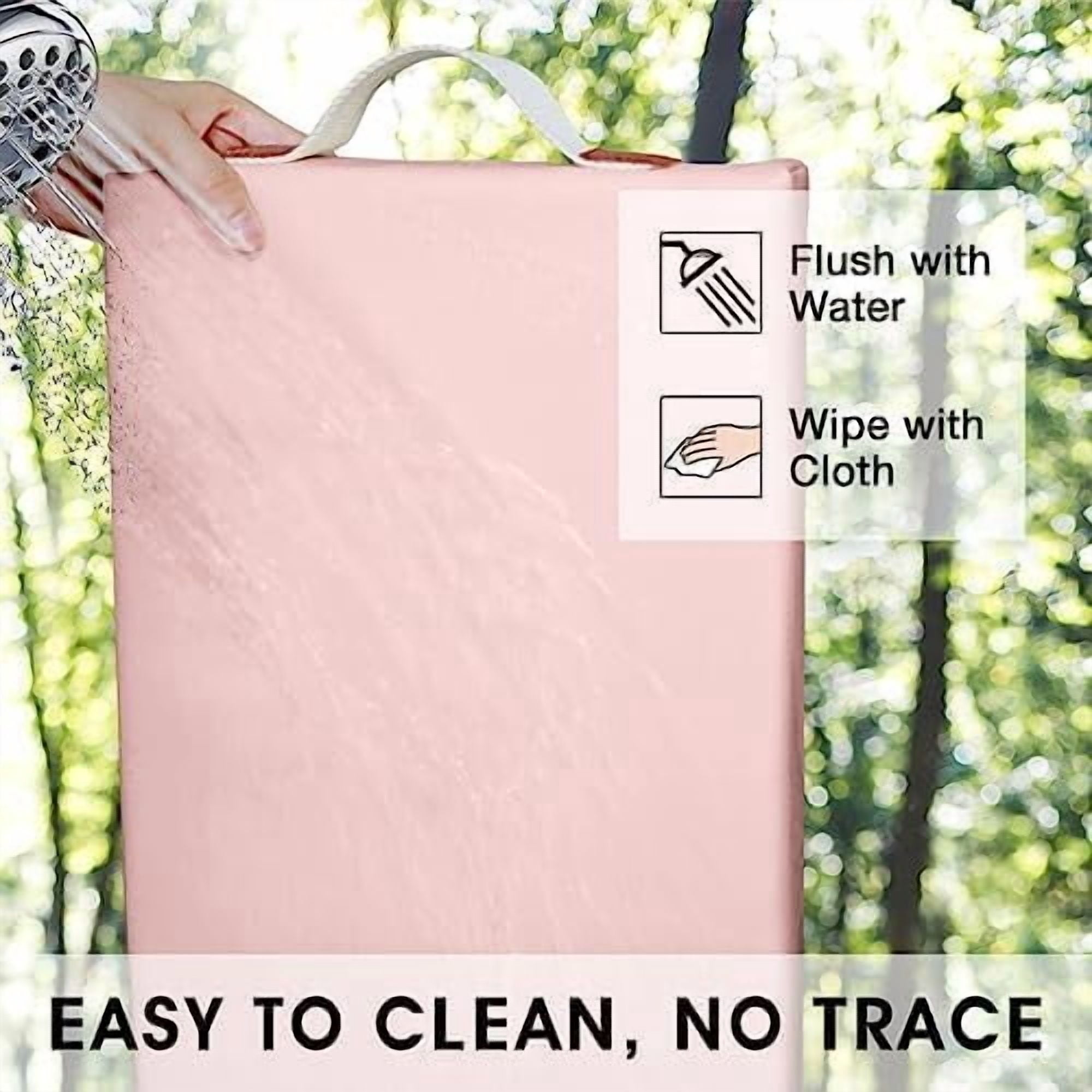 Waterproof Kneeling Pad for Garden or Bath, 2 inch Thick Soft Foam Kneeler Mat for Gardeners Knee Support or Bathtub Bathing with Handle and Removable Cover - Pink