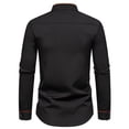 thumbnail image 4 of LIIPEE Men Shirts Casual Solid Color Regular Fit Long Sleeve Stand Neck Shirt Male Fashion Button Down Tops Comfortable Breathable Soft Daily Shirts,Black,L, 4 of 5
