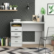 Tvilum Warner 4 Drawer Office Desk with 1 Shelf for Adults, White Finish