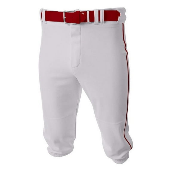 A4 Baseball Knicker Pant For Men in White/Cardinal | N6003