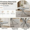 thumbnail image 3 of 5-Piece Dining Table Set, 46.8" Round Modern Faux Marble Table with Stainless Steel Base, 4 PU Upholstered Chairs, Dining Set for Small Space, Apartment Studio, 3 of 7