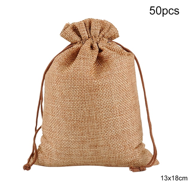 Inteprter 50 Uds. Bolsa de lino con cordón organizador de joyas bolsa de almacenamiento de té portátil para el hogar Almacenamiento y organización del hogar C 13x18cm Inteprter HA5722-33
