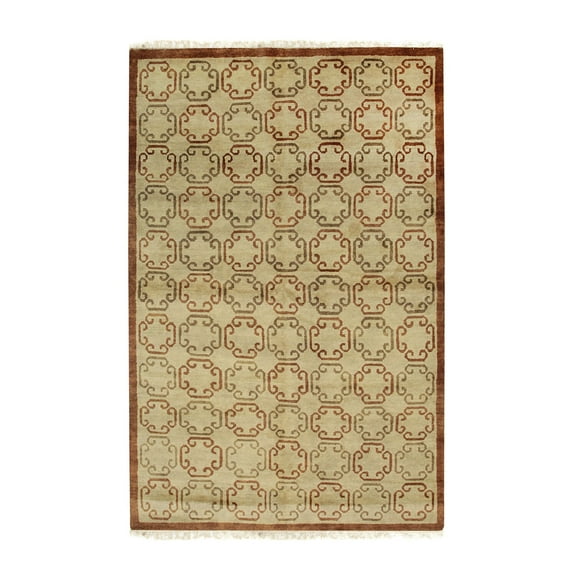 EORC Brown Handmade Wool Transitional Ningxia? Rug, 8'10 x 12'2