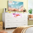thumbnail image 5 of Dresser for Bedroom with LED Lights Chest of Drawers with Charging Station 8 Drawers Fabric Dresser,White, 5 of 9