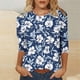 thumbnail image 1 of Xuyuer Women's Spring Summer Hawaiian Print Loose Casual Round Neck 3/4 Sleeve T-Shirt, Floral Pullover Top for Beach Vacations, Tropical Parties and Summer Holiday Style, 1 of 6