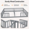 thumbnail image 5 of Miniyam Double Twin Floor Bed for Kids, Wood Bed Frame with Guardrails, Low Profile Design, Gray, 5 of 8