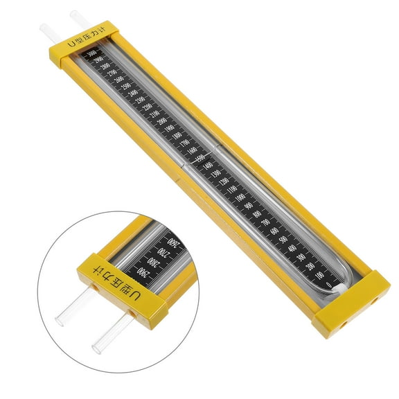 OULII High Precision U Tube Manometer Pressure Gauge Yellow Stainless Steel Industrial Use Accurate Measurement Tool