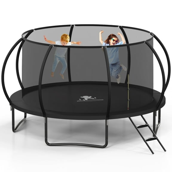 Betisef 14 FT Recreational Trampoline W/ Safety Enclosure Net – Indoor & Outdoor Use, Round Trampoline For Kids Black