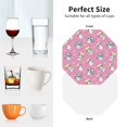 thumbnail image 5 of Leather Coasters with Heat-resistant for Drinks, Cute cartoon colorful cat rose red -标题2 Octagon, 5 of 5