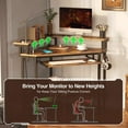 thumbnail image 6 of HXULER Corner Desk, 44.5" W x 34.5" H Small Computer Desk with Power Outlets, Gaming Desk with LED Lights, Triangle Corner Desk with Keyboard Tray & Monitor Stand for Small Space,Rustic Brown, 6 of 6