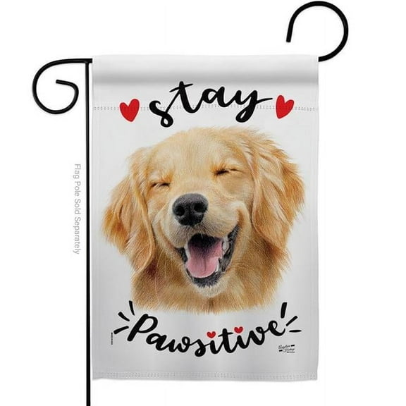 Angeleno Heritage G135563-BO Stay Pawsitive Animals Dog 13 x 18.5 in. Double-Sided Decorative Vertical Garden Flags for House Decoration Banner Yard Gift