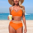 thumbnail image 7 of Duqingm Swimsuits Tops And Bottoms Women Two Piece Bathing Suits Push Up Bikini Set Halter Swimsuit Vintage Swimwear Orange,S, 7 of 7