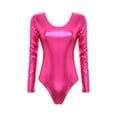 thumbnail image 5 of YiZYiF Womens Patent Leather Ballet Dancewear Glossy Gymnastics Leotard Hot Pink-B XL, 5 of 7