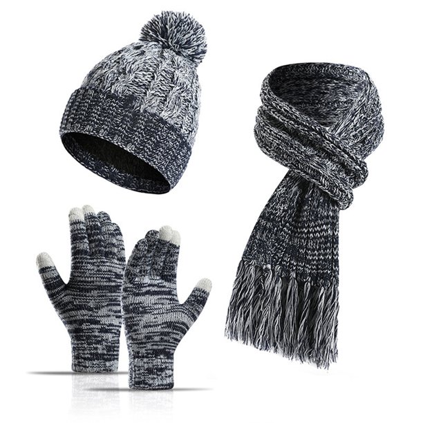 Naiovety Conjunto de guantes y bufanda para mujer, accesorios de ropa, sombreros de punto elegantes para exteriores, accesorio de ropa de punto Negro