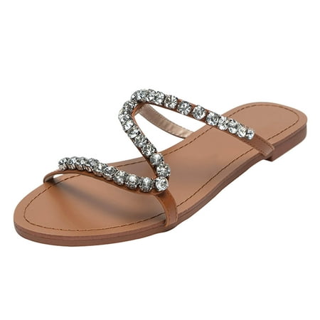 

TUOBARR Flat Slippers for Women Women s Flat Shoes Ladies Beach Sandals Summer Non-Slip Causal Slippers Khaki
