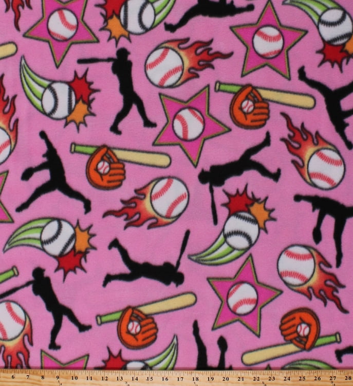 Fleece Baseballs Bats Gloves Balls Baseball Players Pitchers Stars on