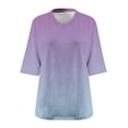 thumbnail image 4 of Womens Oversized Plus Size Tops, 3/4 Sleeve Shirts for Women Summer Fashion Ombre Tie Dye V Neck T-Shirts Spring Clothes, 4 of 5