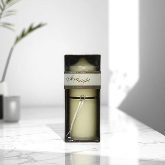 Hosley 8.5 inches High Pillar Candle Our Day w/Black & White Ribbon