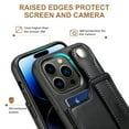 thumbnail image 2 of Feishell for iPhone 12 Pro/12 Wallet Case with Card Credit Slot, Hand Wrist Strap Loop Holder Kickstand, Ring Holder PU Leather Camera Protection Shockproof Solid Color Cover, Black, 2 of 8