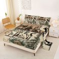 thumbnail image 2 of Castle Fairy Vintage Patchwork Wildlife King Sheets 4pcs,Bear Elk Pine Cabin Paw Bedding,Sepia Brown Cream,1 Fitted Sheet, 1 Flat Sheet and 2 Pillowcases, 2 of 6