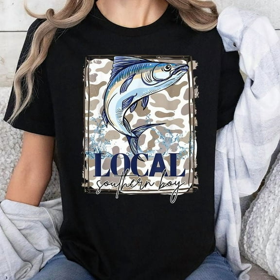 Local Southern Boy Fishing Camouflage Old Camo T-Shirt Unisex, Sizes S-5XL, Tbun