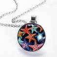 thumbnail image 2 of Starfish Elegant Glass Circular Pendant Necklace Jewelry, 2 of 5