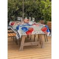 thumbnail image 3 of Outdoor Tablecloth with Umbrella Hole for Patio/Picnic/Party/Camping, Independence Day Waterproof Table Cloth Rectangle Table Cover Washable, Red Blue Poppies Floral 4th of July Beige (60"x 102"), 3 of 8