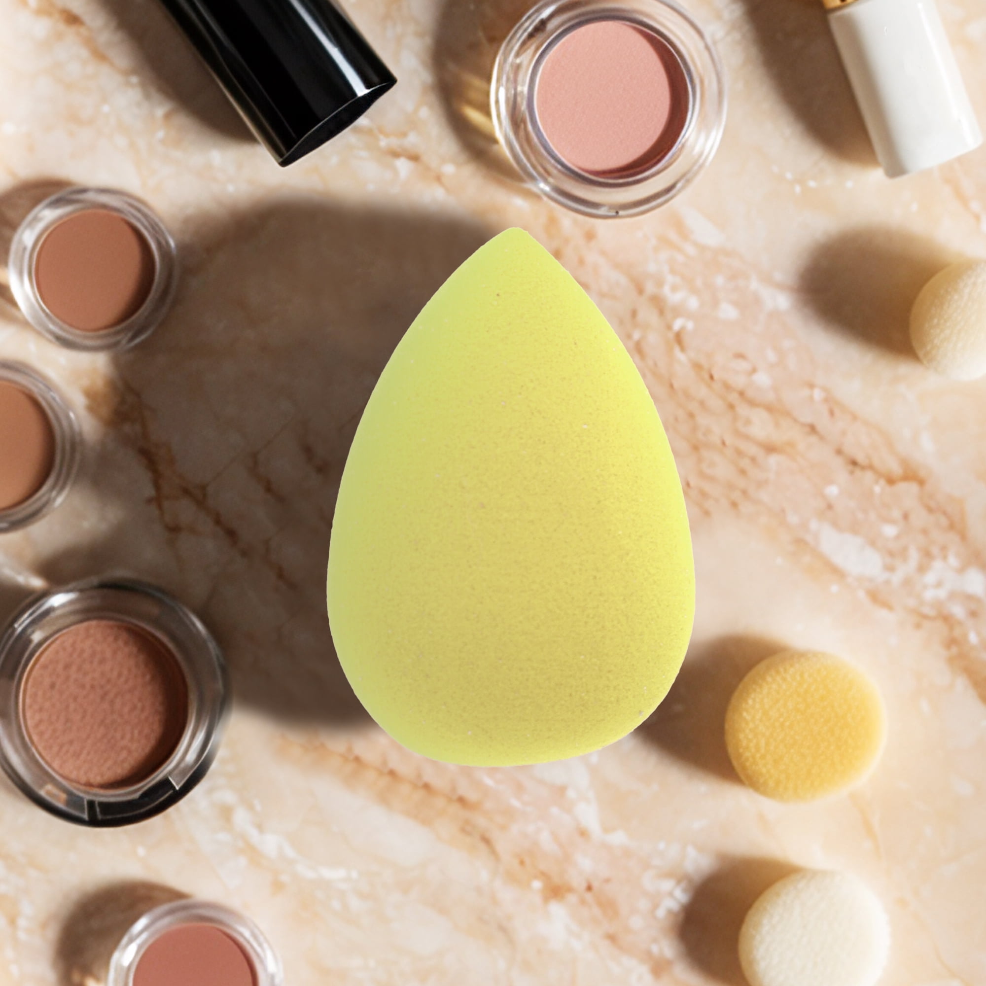 Unique Bargains 10 Pcs Mini Face Makeup Sponge for Makeup Yellow
