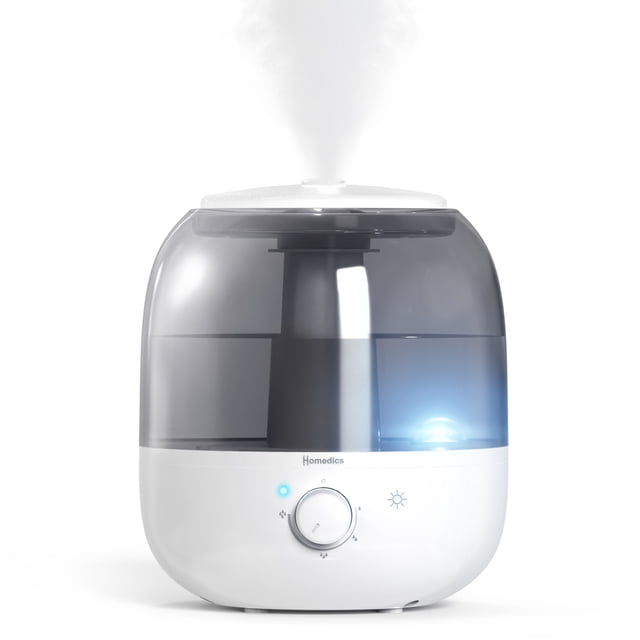 Homedics Ultrasonic Top Fill Humidifier, Cool Mist, 360° Nozzle, Up to 25 Hour Runtime, for Large Room, Bedroom, Nursery, Plants