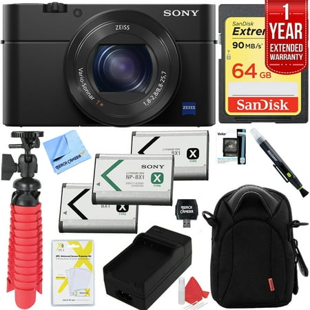Sony Cyber-shot DSC-RX100 III 20.2 MP Digital Camera with 1 Year Extended Warranty Plus 64GB Triple Battery