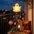 thumbnail image 5 of Glow-In-The-Dark Ghost Halloween Wind Chime, Halloween Hanging Decor With Ghost Pumpkin Bell Accents, Outdoor Halloween Decoration For Porch Garden Yard, Spooky Hanging Ornament 7.9" Home Decor, 5 of 5