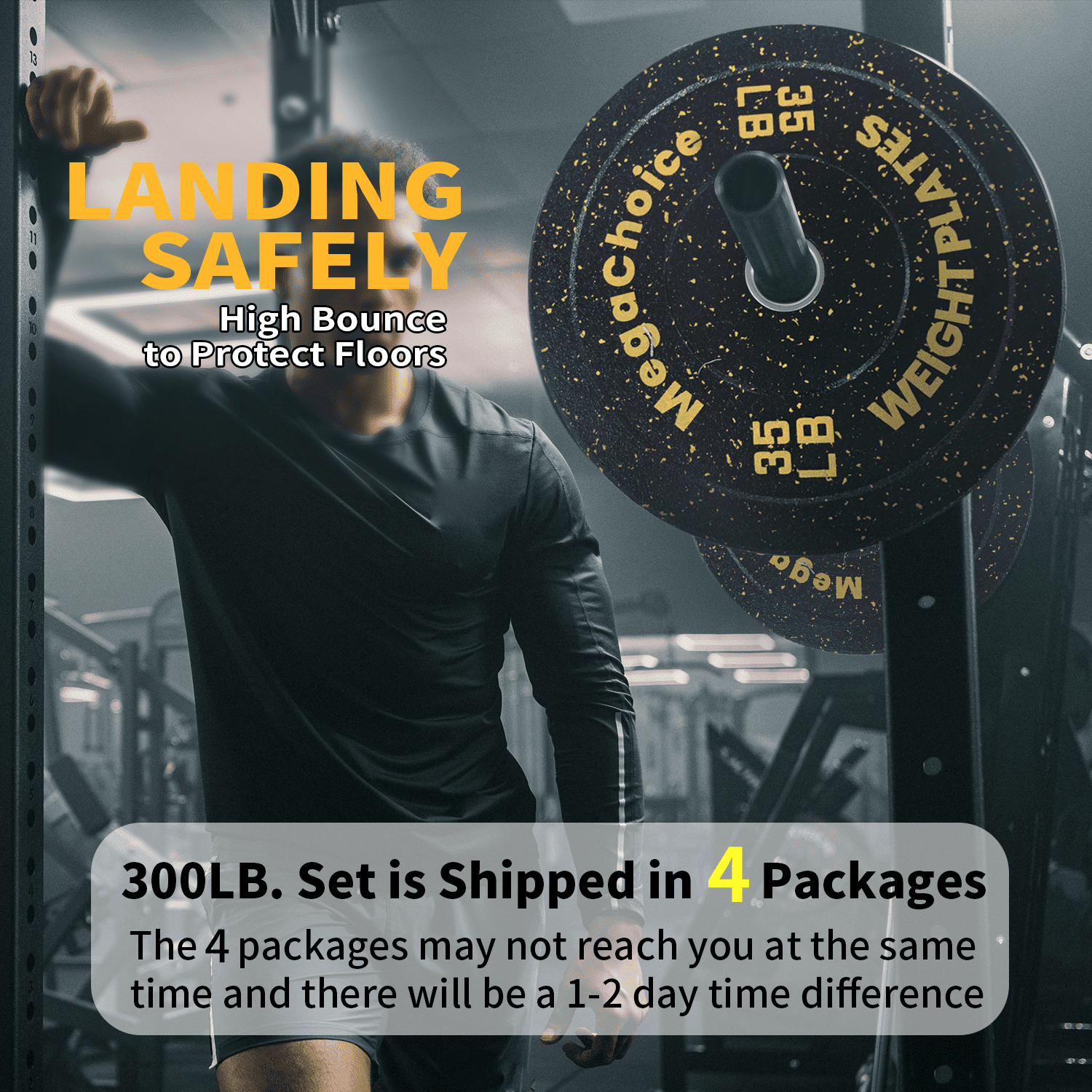 300 Lb Weight Plate Set,2 inch Rubber Weight Plates (2×25 lb,2×35 lb,4x 25 lb) Barbell Olympic Weight Plates For Weight Lifting Strength Taining Home Gym,