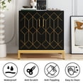 thumbnail image 5 of Homhougo Accent Cabinet with Doors, Modern Wooden Sideboard, Black, 5 of 19