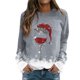 thumbnail image 1 of Gibobby Sudaderas para mujer navidad Sudadera con estampado navideño para mujer, sombrero de cristal, sudadera de manga larga, blusa informal, de temperamento(Gris,M), 1 of 5