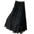 thumbnail image 2 of Aueoeo Women Layer Mesh Skirts Flowy Casual Maxi Skirts High Waisted Elastic Long Skirt Lightweight Breathable Skirt, 2 of 9