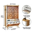 thumbnail image 2 of Shoe Storage Cabinet with 3 Flip Drawers for Beautiful patterns wooden carved door Shoe Rack Storage Organizer, 2 of 8