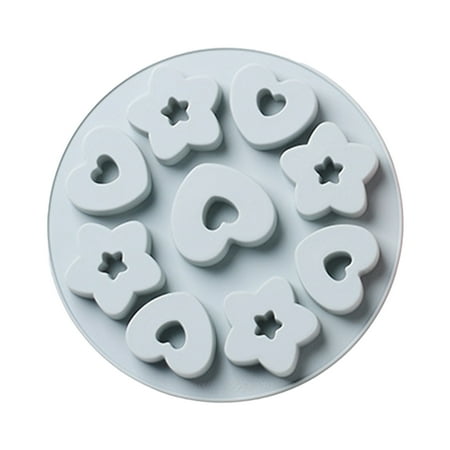 

Aoliandatong 1Pcs Heart Star Donuts Silicone Cake Chocolate Baking Mold Ice Cube Tray Candy Mould(Blue)