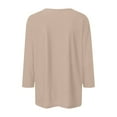 thumbnail image 5 of KBZDBZC Womens Summer Tops Women's Fashion Button Up 3/4 Length Sleeve Solid Color T Shirt Shirt Top Women's T Shirt Blouse Blouse Tops for Women(Coffee,XXL), 5 of 5
