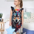 thumbnail image 4 of Fotbe Tie-Dye Wolf Head Vestido de Dormir para Niñas de 3 a 10 Años, Mangas Cortas, Estilo Princesa, Pijama Camisón con Mangas Voladas-X-Large, 4 of 6