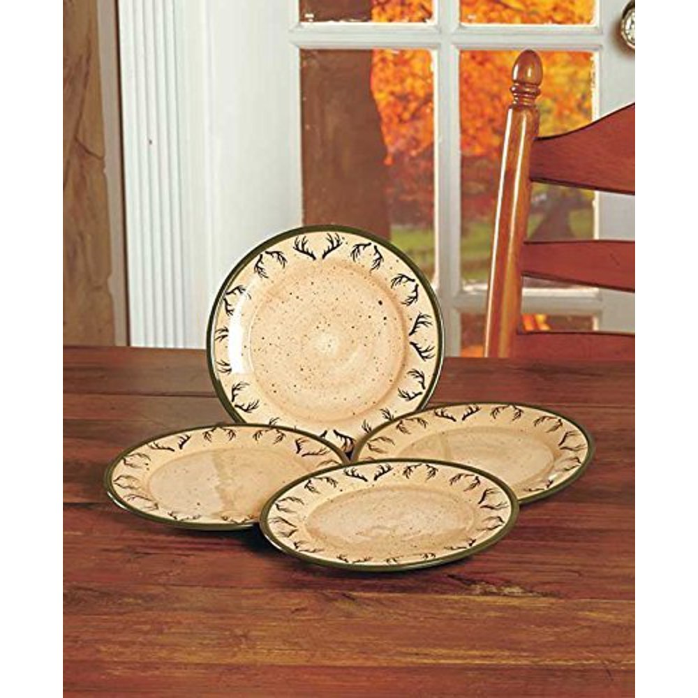 Elegant Set of 4 Deer Salad Plates By Woodland Dinnerware Sets (8" Dia