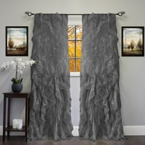 Chic Sheer Voile Vertical Ruffled Tier Window Curtain Single Panel 50" x 84"