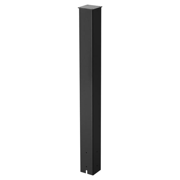 Heavy Duty Black Steel Mailbox Post 43x4x4 Inches Powder Coated In Ground Mount Stand Sleeve Kit Easy Install for Residential Curbside